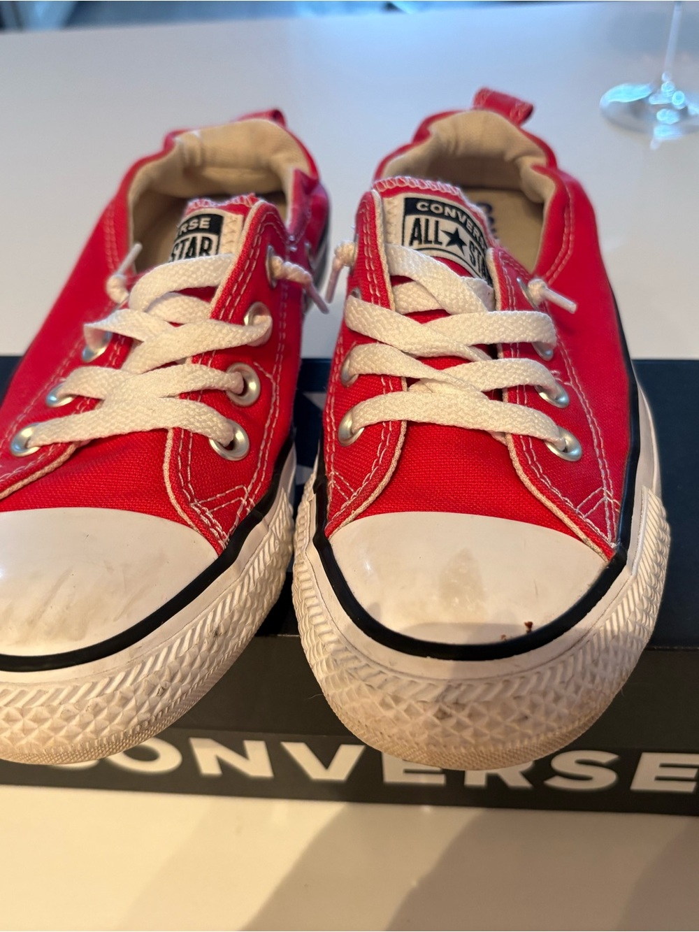 Converse Red Low-Top Canvas Sneakers with White Laces